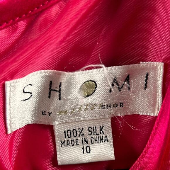 Lady Di Vintage 80s SILK Hot Pink Dress Minimalist Romantic Old Money Dress 10 - Picture 7 of 9